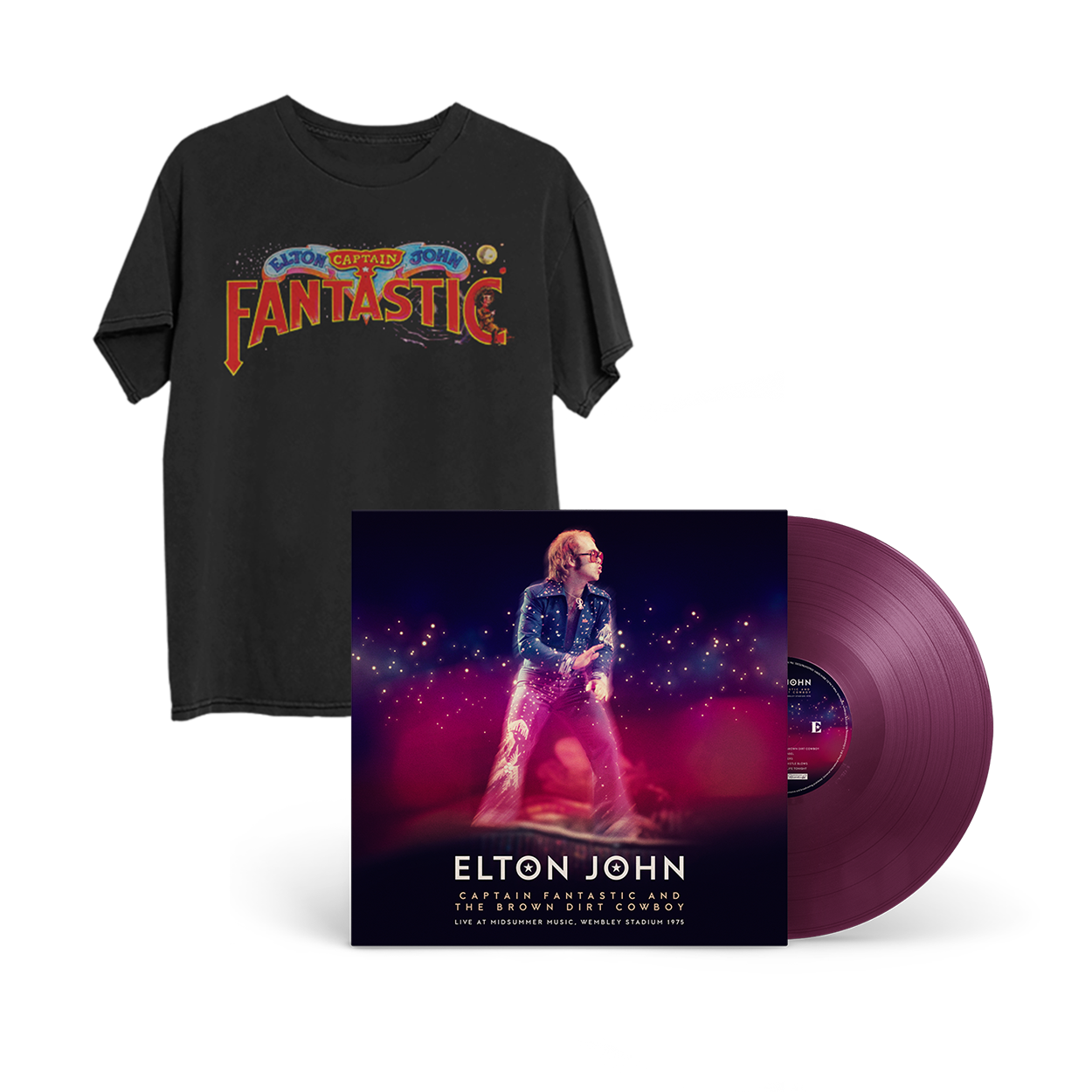 Captain Fantastic and The Brown Dirt Cowboy - Live At Midsummer Music, Wembley Stadium 1975 1LP Color Vinyl + T-Shirt Fan Pack