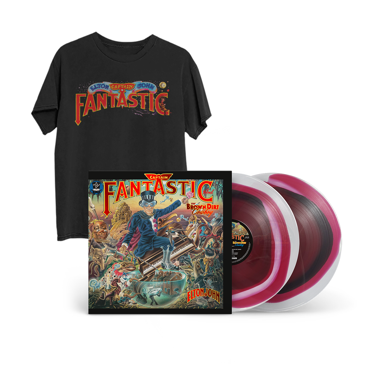 Captain Fantastic and the Brown Dirt Cowboy (50th Anniversary Edition) Tri-Color 2LP + T-Shirt Fan Pack
