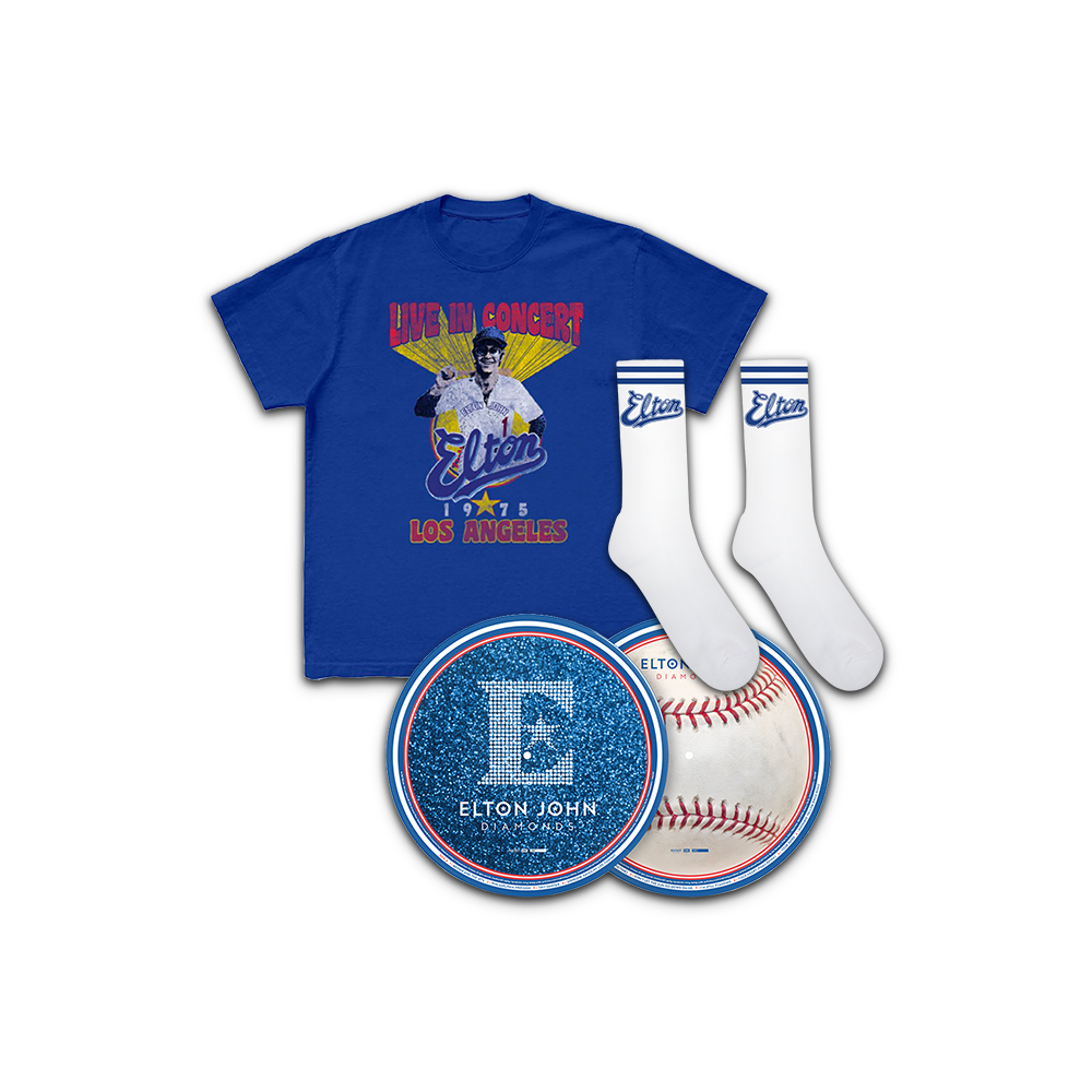Diamonds Baseball Picture Disc + Live in LA Blue T-Shirt + Live in LA White Socks