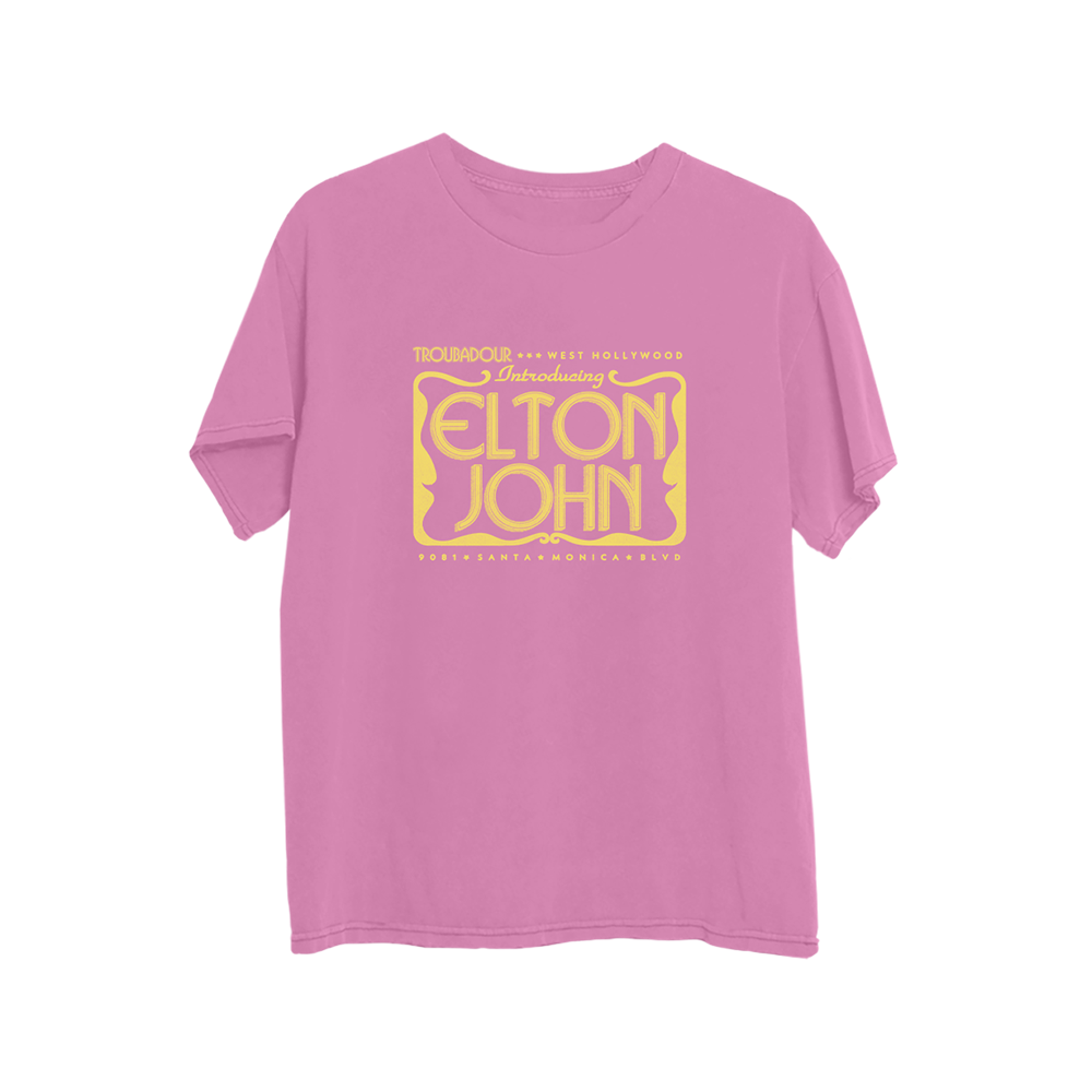 Elton Troubadour Live Event Flier Pink T-Shirt Front