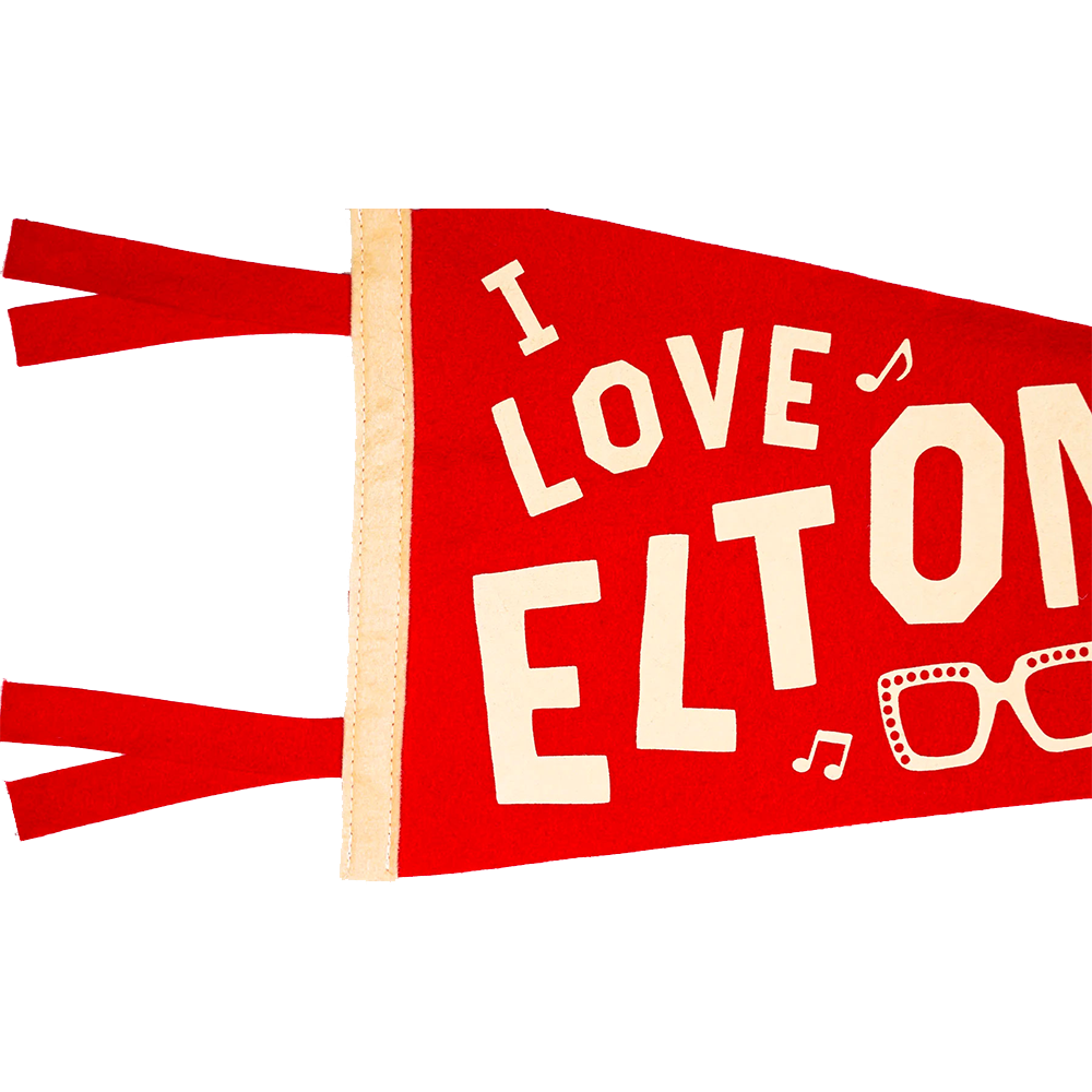 Elton John x Oxford Pennant - I Love Elton John Pennant Detail