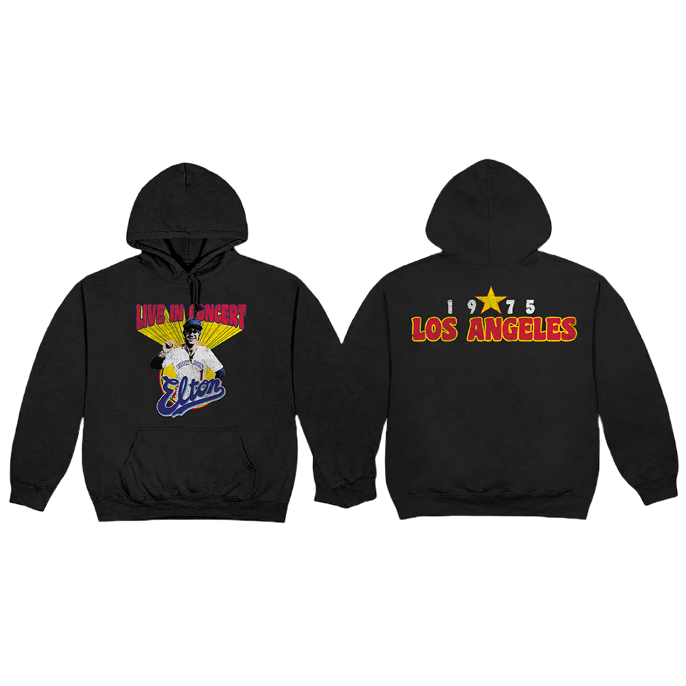 Elton Live In LA 75 Black Hoodie