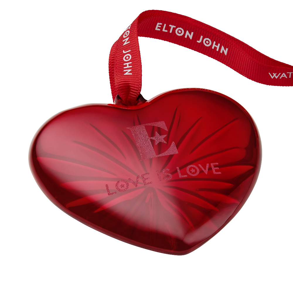 Elton John Aids Foundation Red Heart Ornament