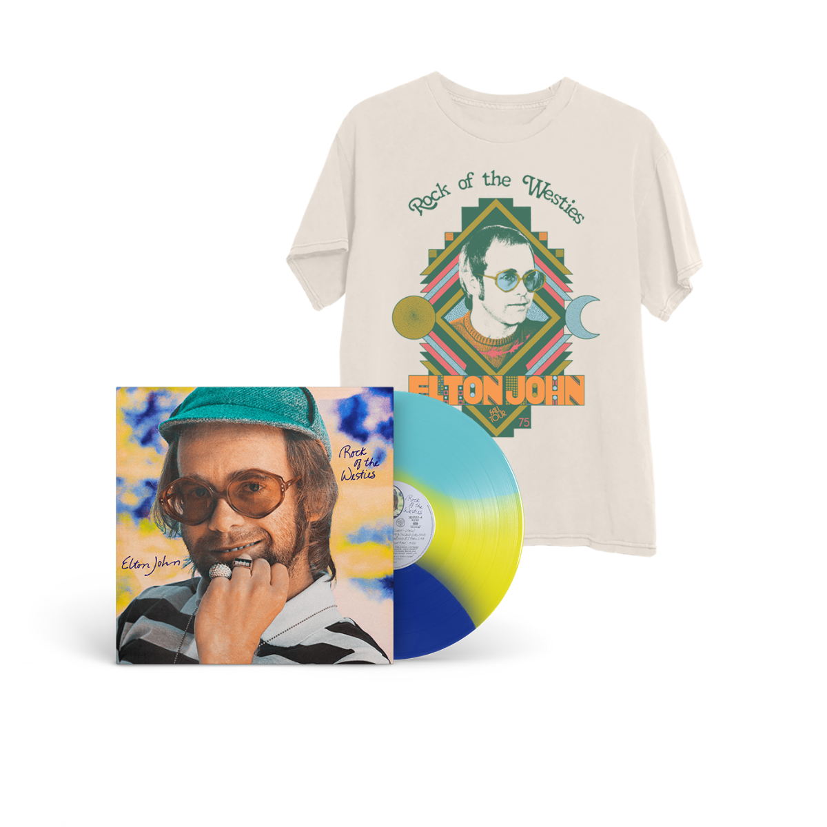 Rock of the Westies (50th Anniversary Edition): Tri-Colour Vinyl LP + Cream T-Shirt