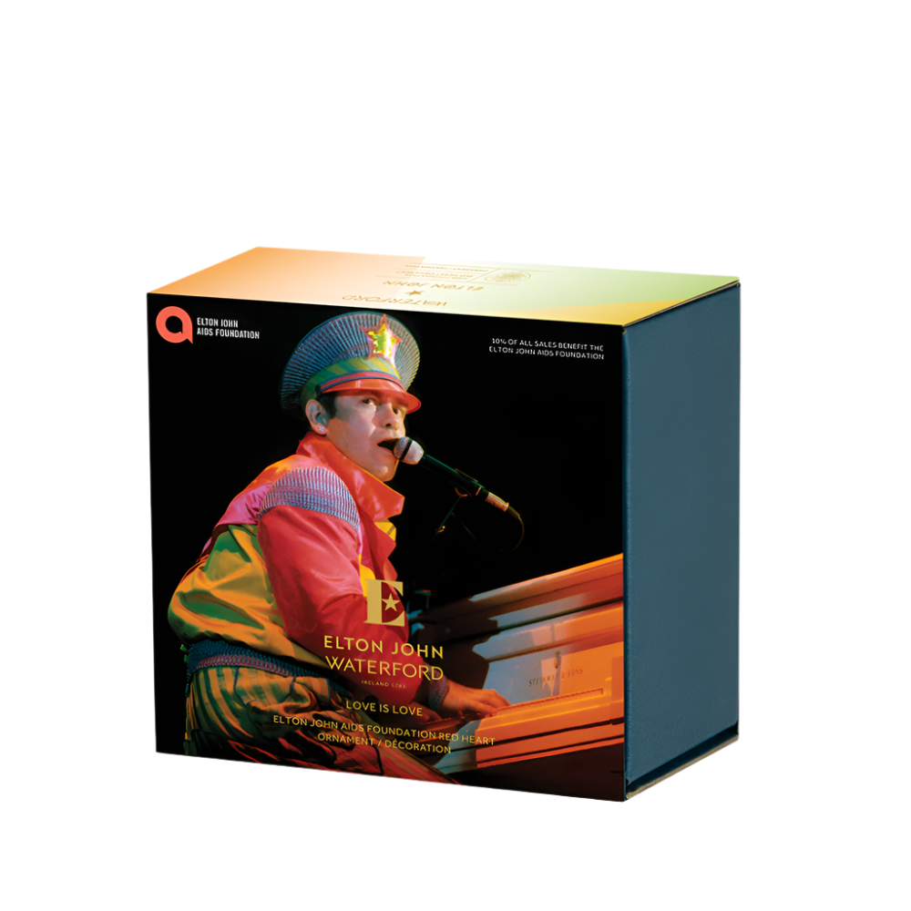 Elton John Aids Foundation Red Heart Ornament
