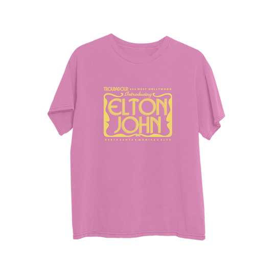 Elton Troubadour Live Event Flier Pink T-Shirt Front 